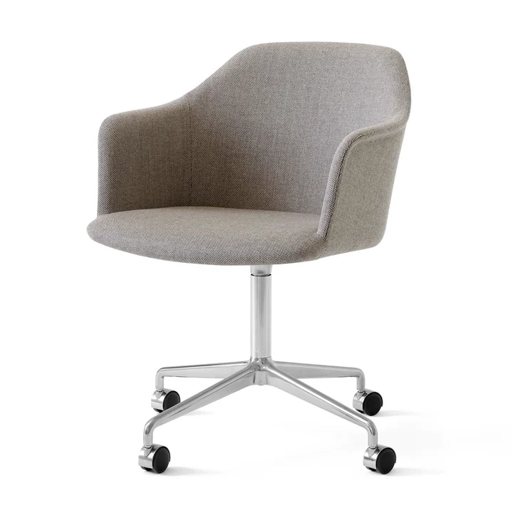 Rely HW50 Fauteuil met wielen, gepolijst aluminium / Kvadrat Re-Wool 218 by & tradition