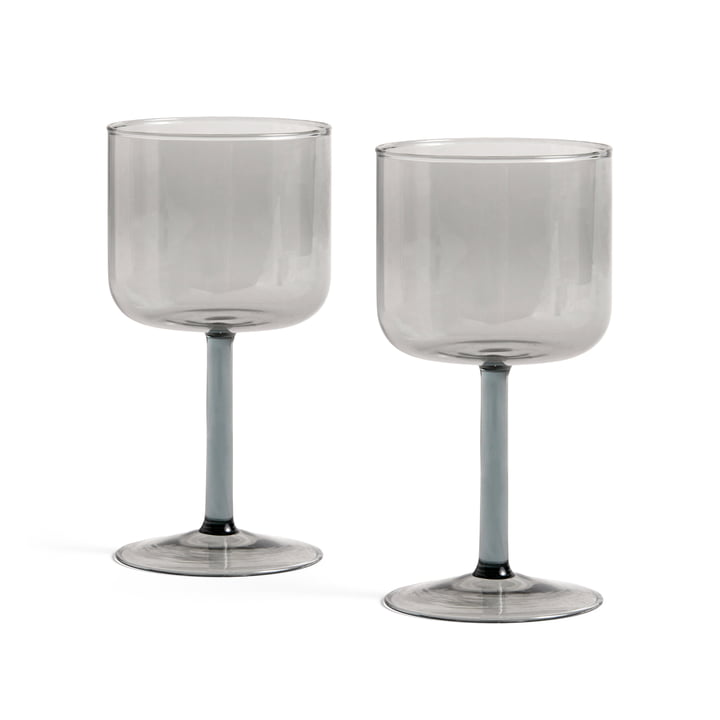 Tint Wijnglas van Hay in de kleur grijs in een set van 2