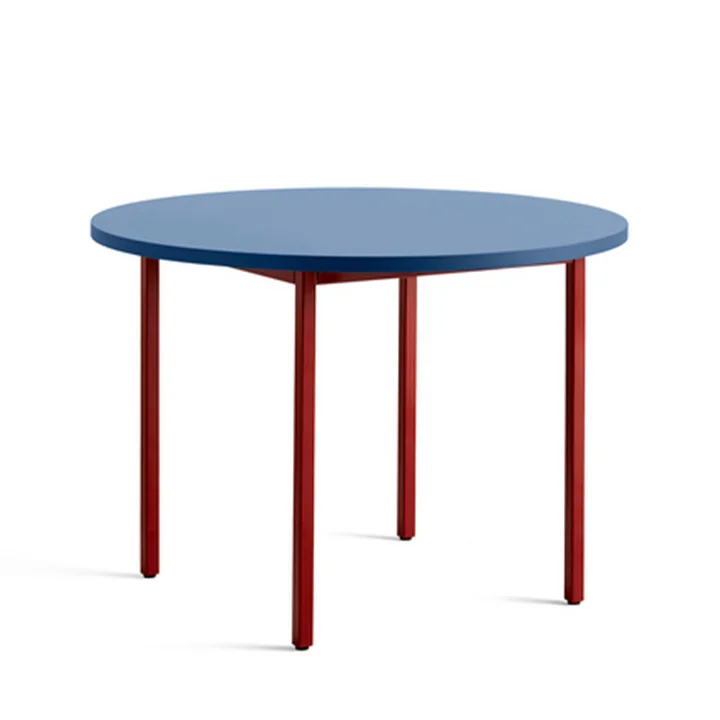 Two-Colour Eettafel Ø 105 cm van HAY in rond design in de kleur blauw / donkerrood