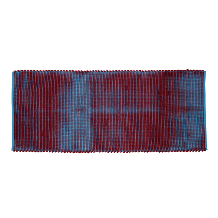 Geweven tapijt loper 80 x 200 cm, blauw / bordeaux van Hübsch Interior