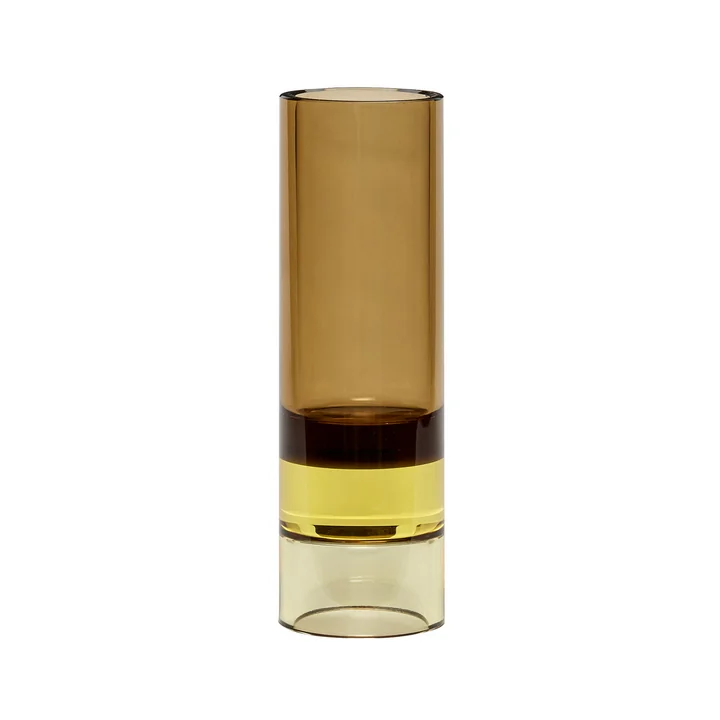 Kristallen theelichthouder / vaas, bruin / geel by Hübsch Interior