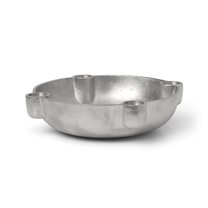 Bowl Aluminium kandelaar van ferm Living in de kleur zilver