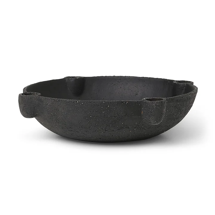 Bowl Keramische kaarsenhouder van Ferm Living in de kleur donkergrijs