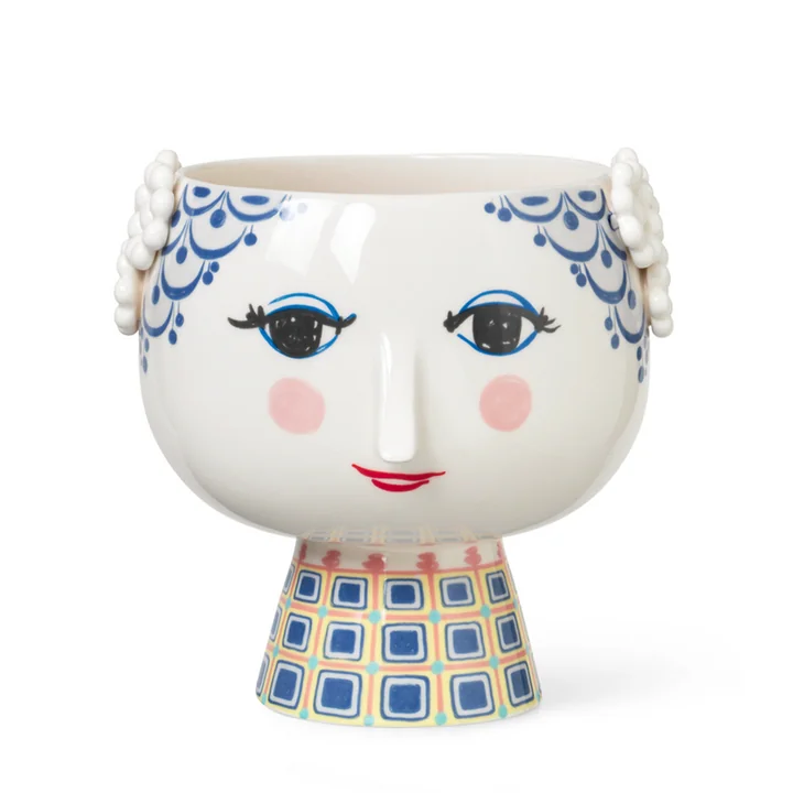 Eva Cachepot met voet Ø 21 cm, blauw van Bjørn Wiinblad