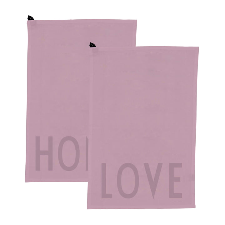 Favourite Theedoek in Love / Home, lavendel (set van 2) van Design Letters
