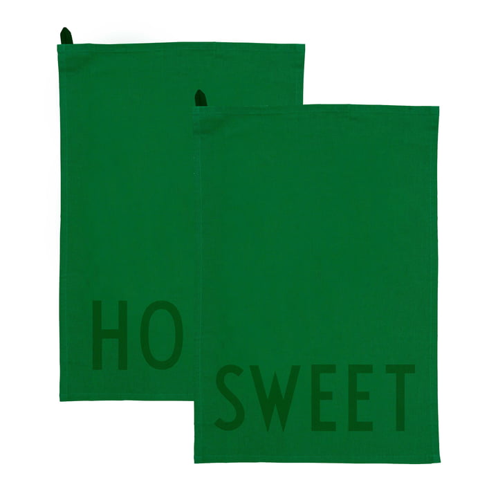 Favourite Theedoek in Sweet / Home, olijfgroen (set van 2) van Design Letters