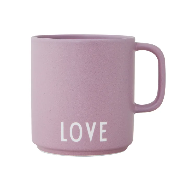 AJ Favourite Porseleinen mok met handvat van Design Letters in Love / lavendel