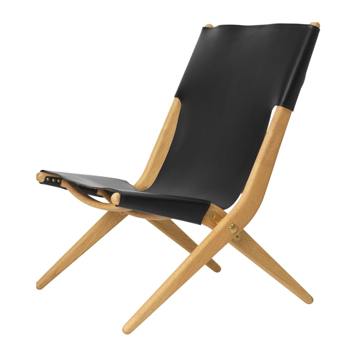 Saxe Opklapbare fauteuil van Audo in de uitvoering geolied eiken / zwart leer