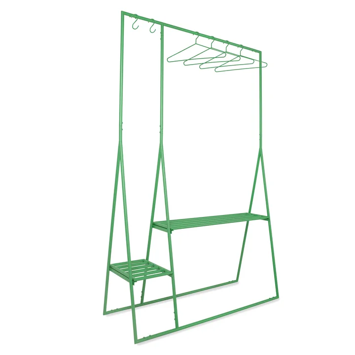 Kapstok met kleerhangers en kapstokhaken van HKliving in de kleur varengroen