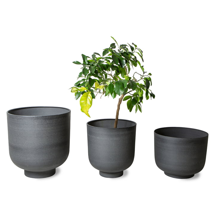 Metalen plantenpotten van HKliving in de kleur charcoal