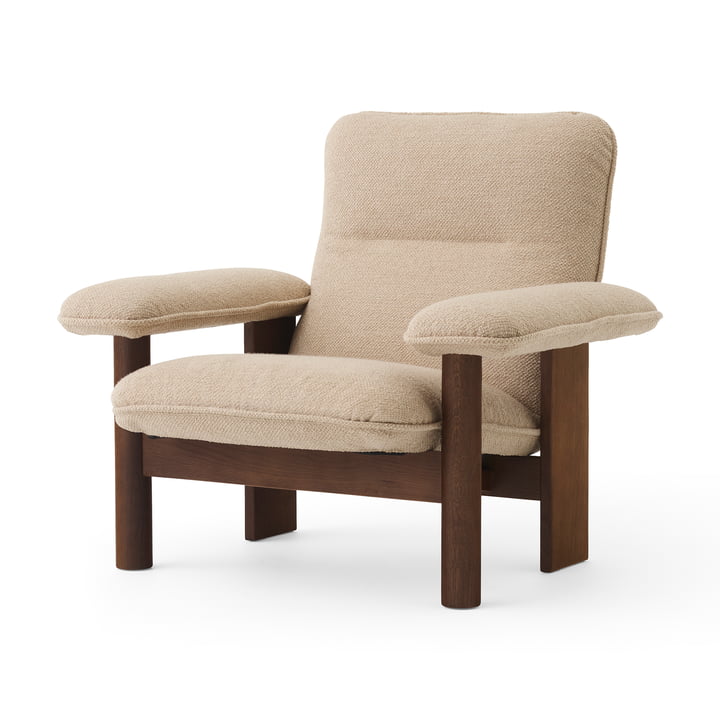 Brasilia Lounge Chair, eiken gebeitst / Bouclé beige van Audo