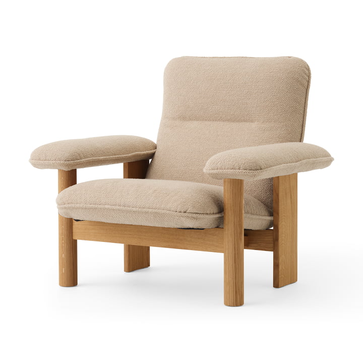 Brasilia Lounge Chair, natuurlijk eiken / Bouclé beige van Audo
