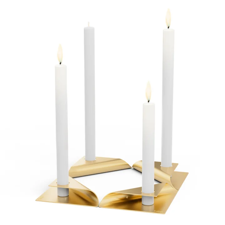 Square Candle Kandelaar van höfats in goud (set van 4)