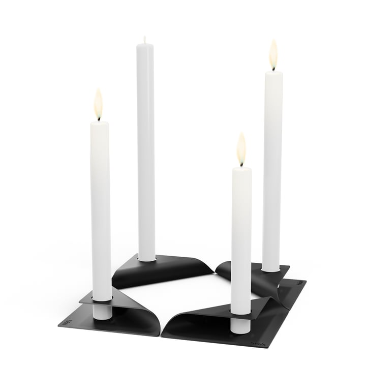 Square Candle Kandelaar van höfats in zwart (set van 4)