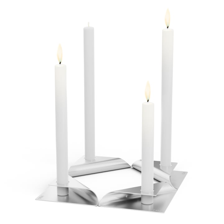 Square Candle Kandelaar van höfats in zilver (set van 4)