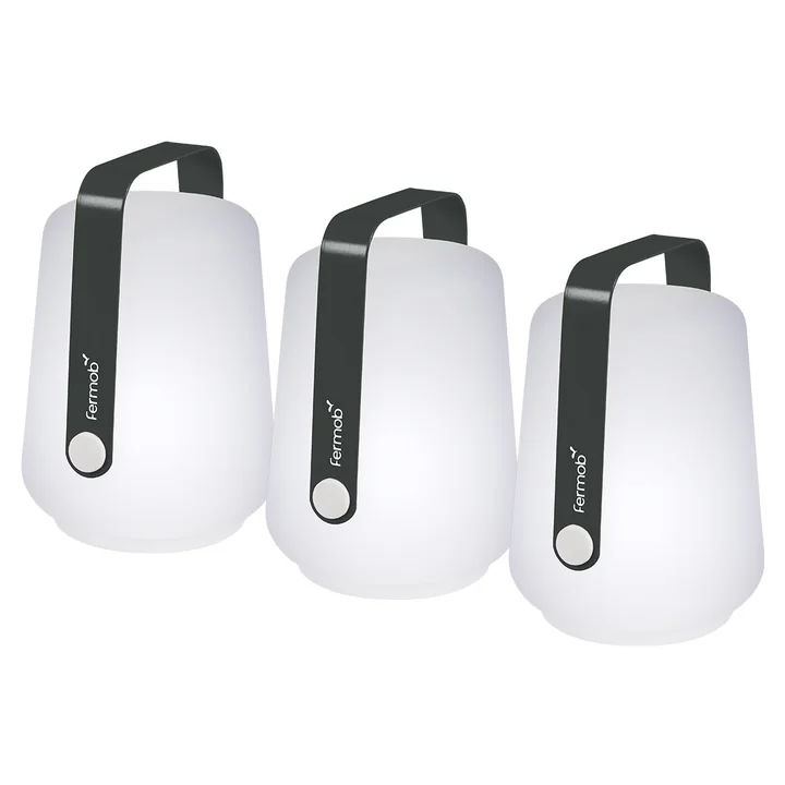 Balad Fermob De oplaadbare LED-lamp van, H 12 cm, set van 3, antraciet