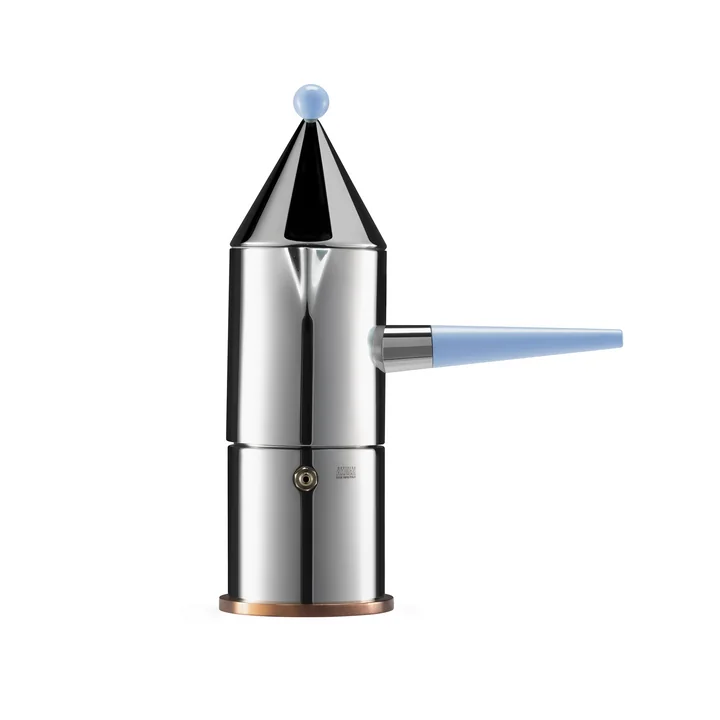 La conica manico lungo Espressomachine 15 cl van Alessi in roestvrij staal / lichtblauw