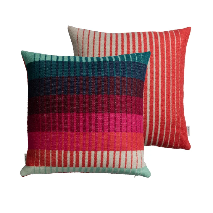 Åsmund Gradient Kussen 50 x 50 cm Røros Tweed in rood / turkoois