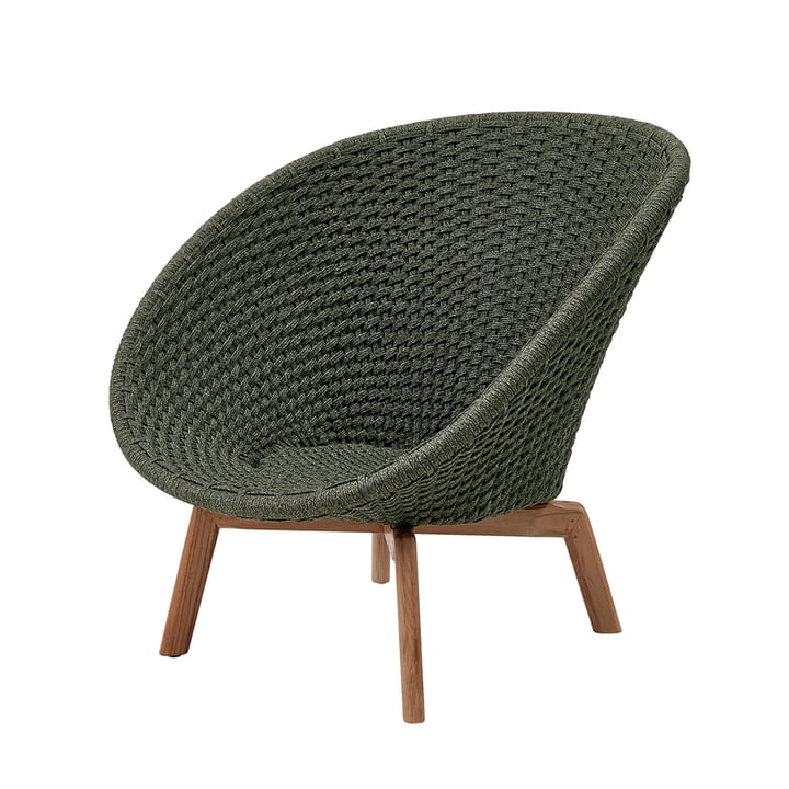 Peacock Lounge fauteuil (5458) van Cane-line in de uitvoering teak / donkergroen