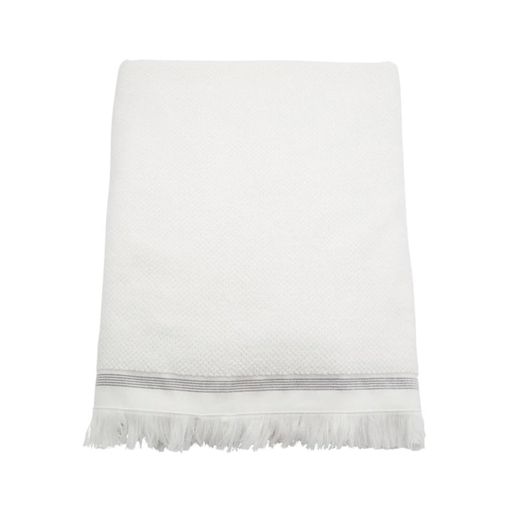 Gestreepte handdoek, 100 x 180 cm van Meraki in wit/grijs
