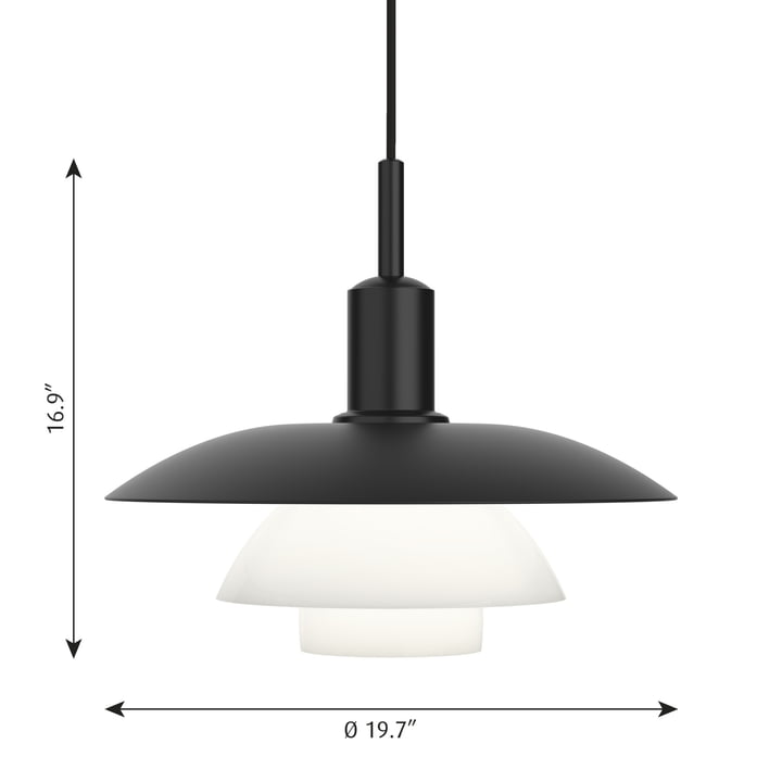 PH 5/5 Hanglamp van Louis Poulsen met afmetingen