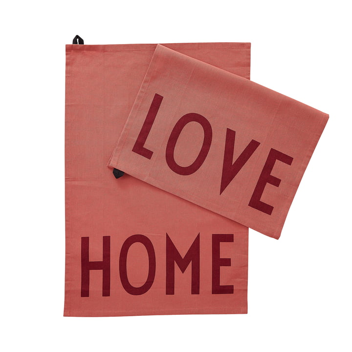 Favourite Theedoek, Love Home in terracotta (set van 2) van Design Letters