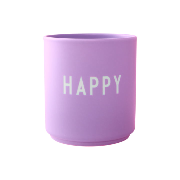 AJ Favourite Porseleinen mok, Happy in donker pink by Design Letters
