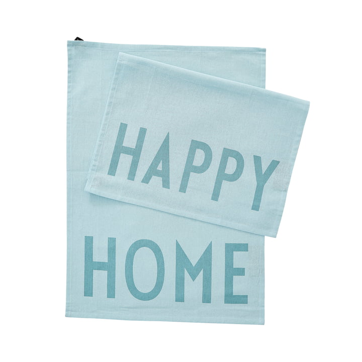 Favourite Theedoek, Happy Home in light blue (set van 2) van Design Letters