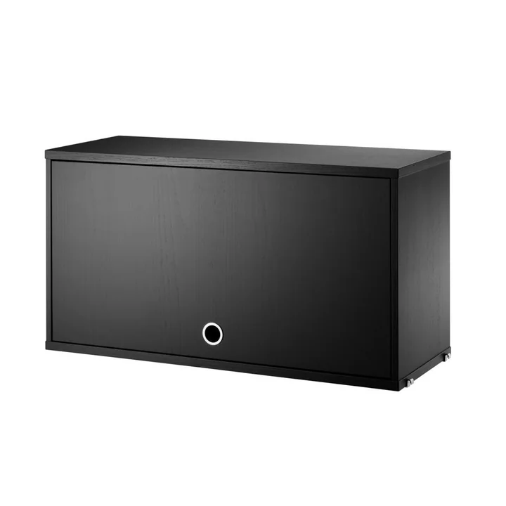 Kleerkastelement met klepdeur, 78 x 30 cm, zwart gebeitst essen van String