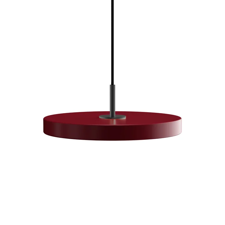 De Asteria Mini LED hanglamp van Umage in zwart/grijs. ruby red