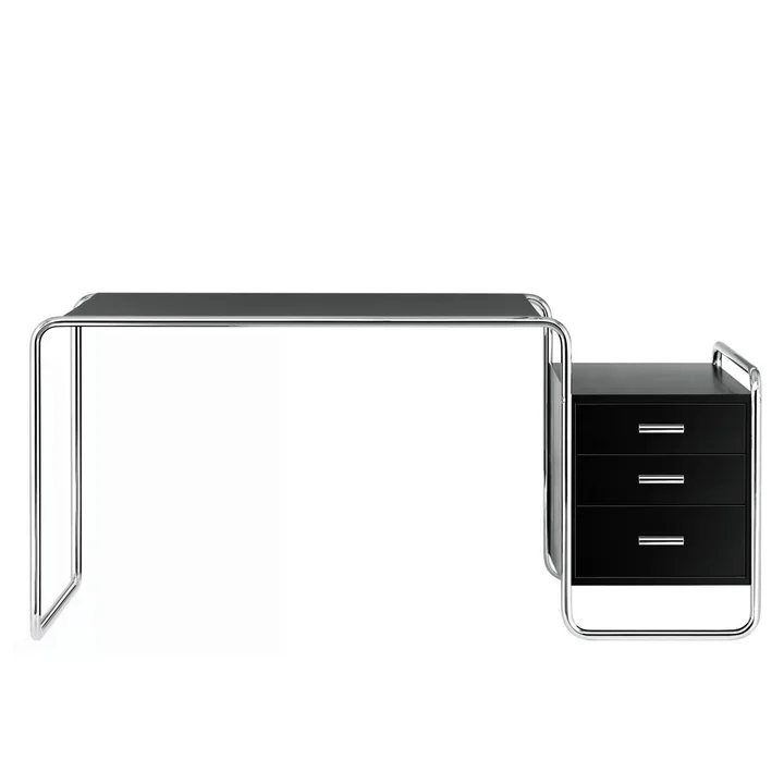 S 285/1 Bureau, chroom / zwart gebeitst essenhout van Thonet