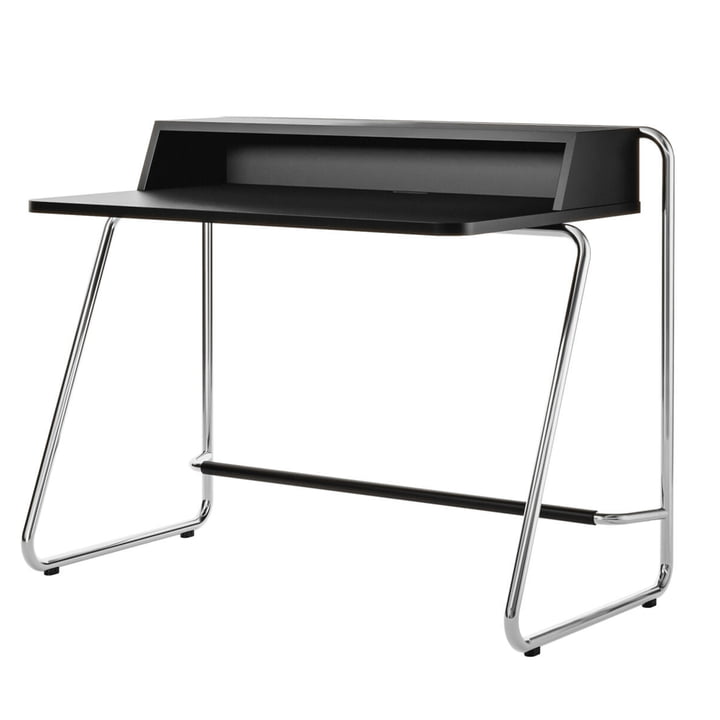 Thonet - S 1200 Secretaresse, chroom / body gebeitst essenhout zwart / tafelblad gebeitst essenhout zwart