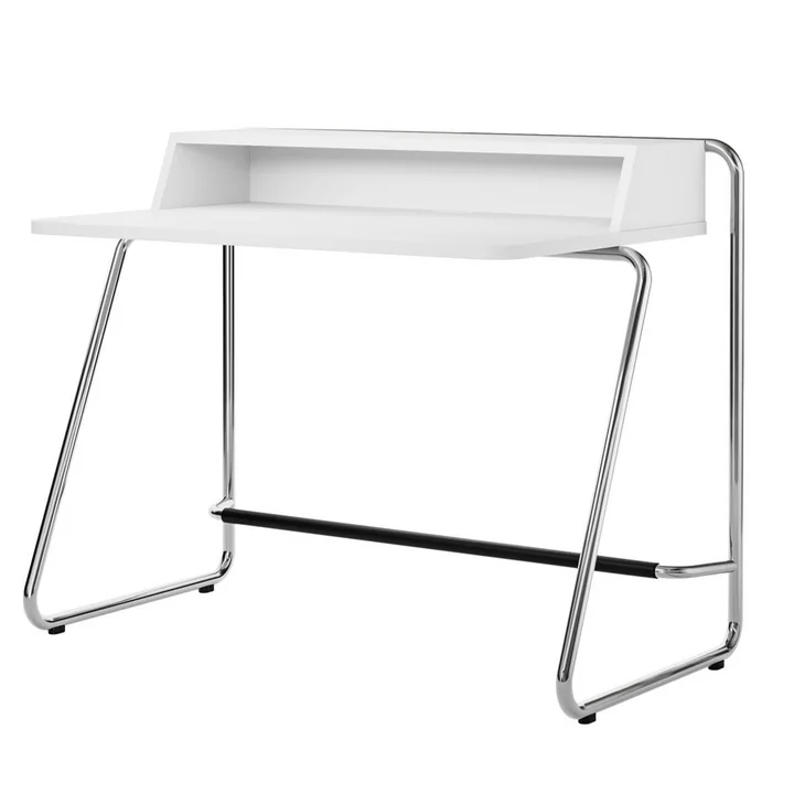 Thonet - S 1200 Secretaresse, chroom / corpus zuiver wit gelakt essenhout (RAL 9010) / tafelblad zuiver wit gelakt essenhout (RAL 9010)