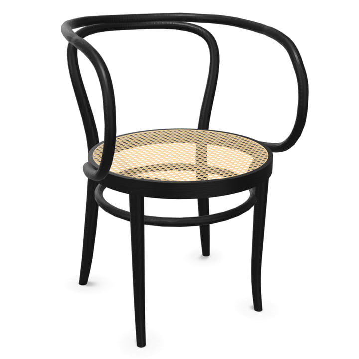 209 Bentwood stoel, buisvormig gaas met kunststof drager stof / essen natuurhout lak zwart (Pure Materials) by Thonet