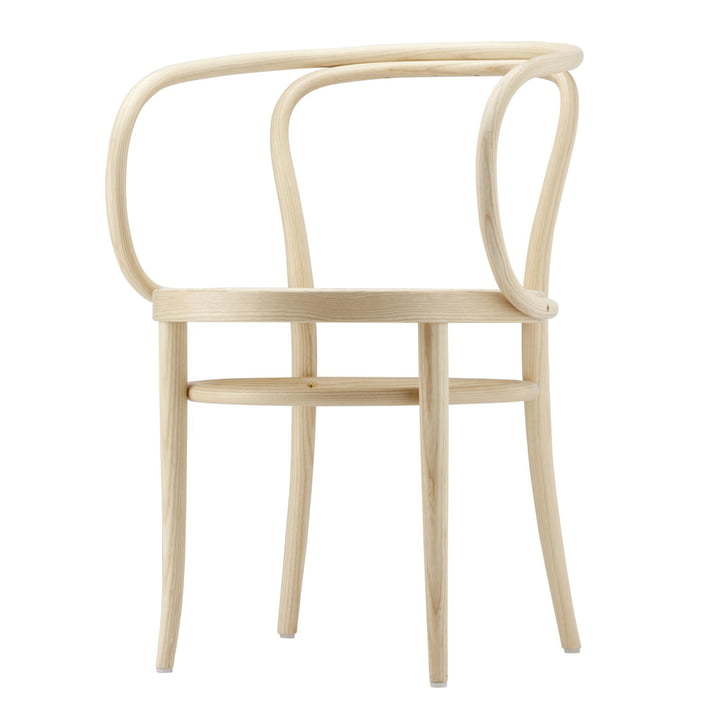 209 M gebogen houten stoel, trogvormige zitting gevormd multiplex / licht geolied essenhout (Pure Materials) door Thonet