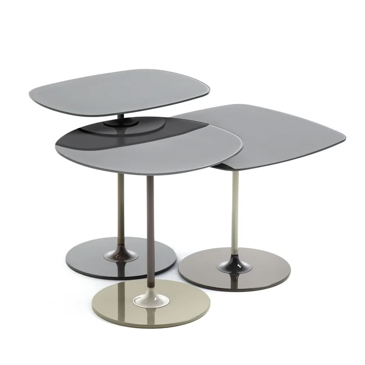Thierry Trio bijzettafel, grijs (set van 3) van Kartell