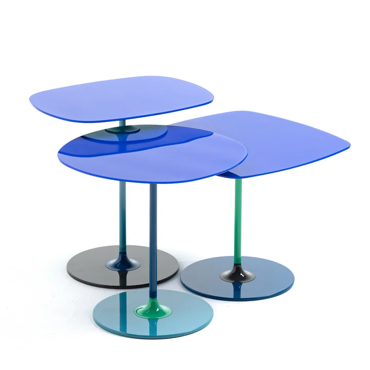 Thierry Trio bijzettafel, blauw (set van 3) van Kartell