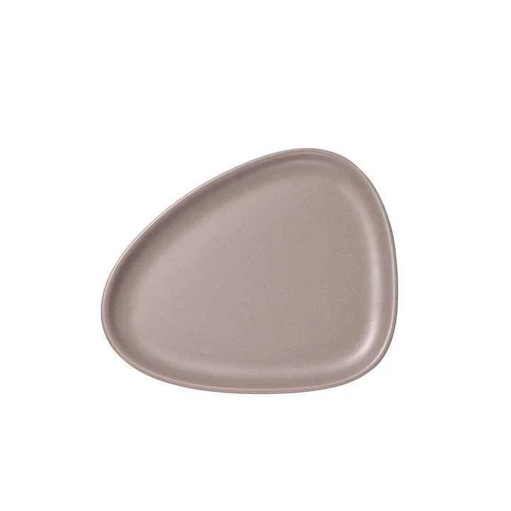 Curve Stoneware Lunch Plaat, 22 x 19 cm in warm grey van Lind DNA