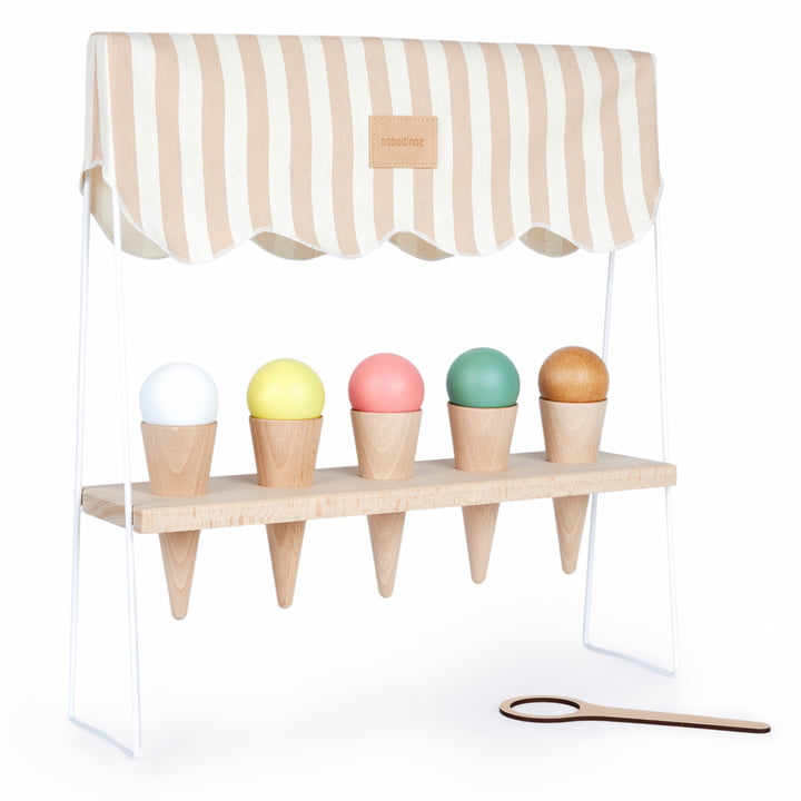 Ice Cream Corner Houten speelgoed, taupe stripes door Nobodinoz