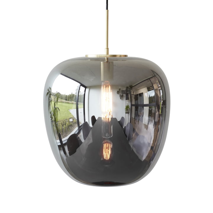 De glazen hanglamp van Hübsch Interior in gespiegeld / messing, Ø 40 cm, H 40 cm