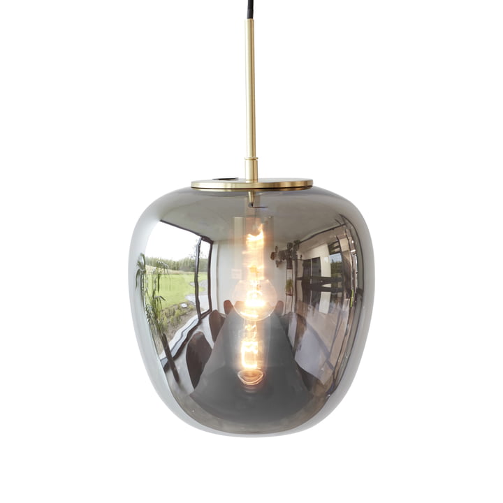 De glazen hanglamp van Hübsch Interior in gespiegeld / messing, Ø 30 cm, H 36 cm