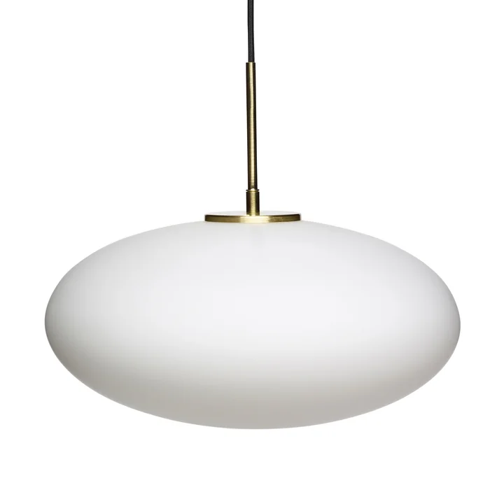 De glazen hanglamp van Hübsch Interior in wit/messing, Ø 40 cm, H 32 cm