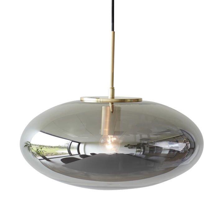 De glazen hanglamp van Hübsch Interior in gespiegeld / messing, Ø 40 cm, H 32 cm