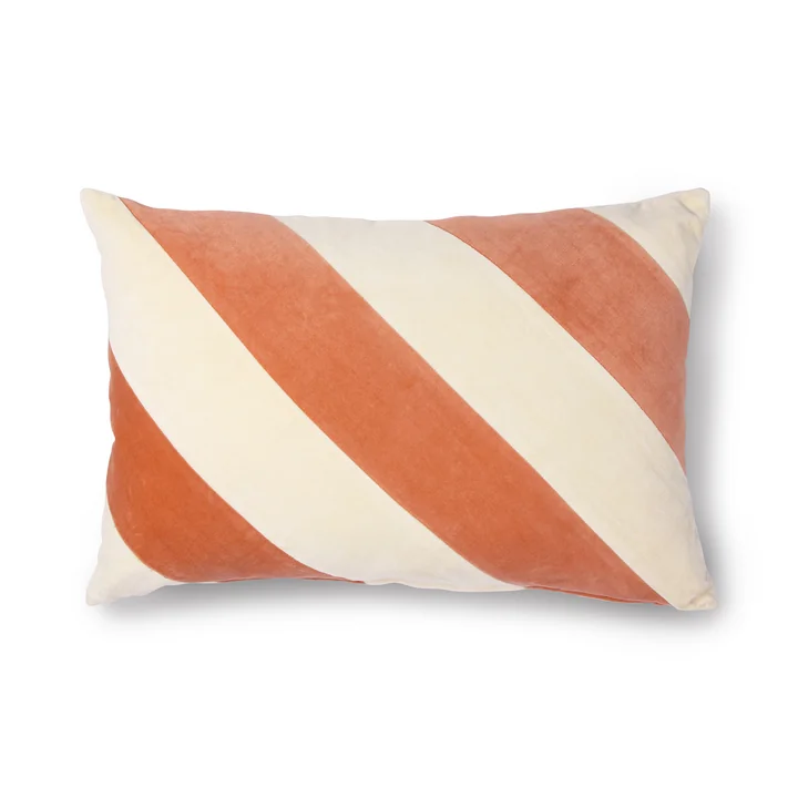 Striped Fluwelen kussen van HKliving in de versie peach / crème