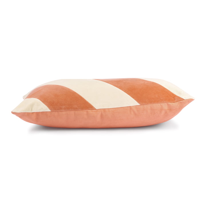 Striped Fluwelen kussen van HKliving in de versie peach / crème