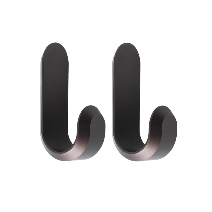 Curve Wandhaak Mini, mat bruin (set van 2) van Norman Copenhagen