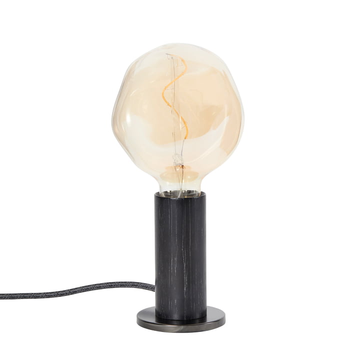 Oak Knuckle Tafellamp, eiken zwart / staal (limited edition) inclusief Voronoi I LED-lamp E27 2W, Ø 12,5 cm, transparant grijs by Tala