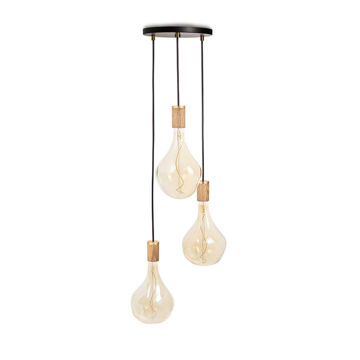 Eiken Triple hanglamp set, inclusief 3 x Voronoi II LED lampen, zwart / messing by Tala