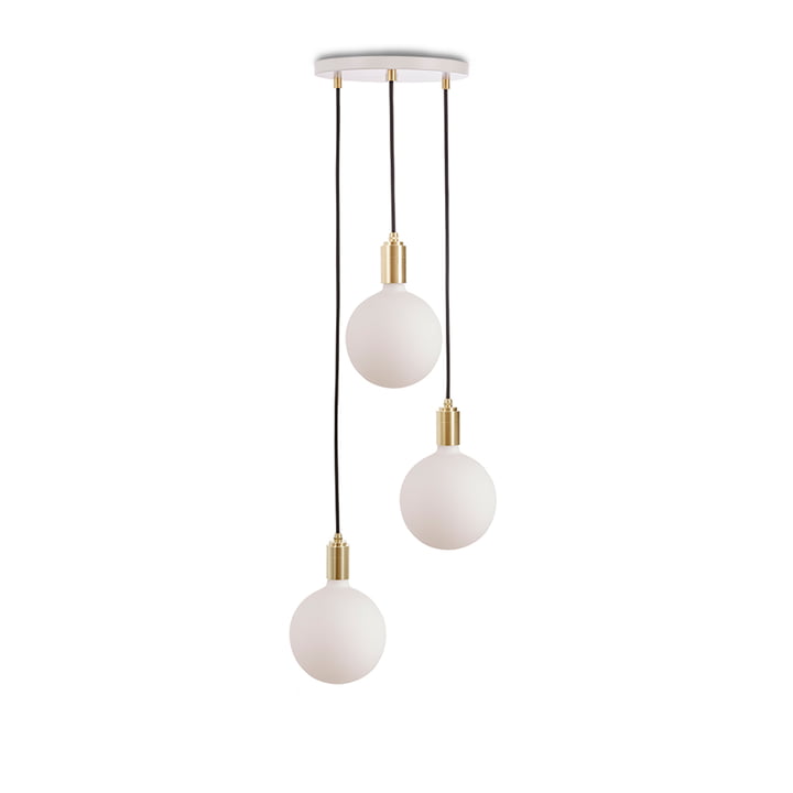 Brass Triple Hanglamp set, inclusief 3 x Sphere IV LED lamp E27, wit / messing by Tala