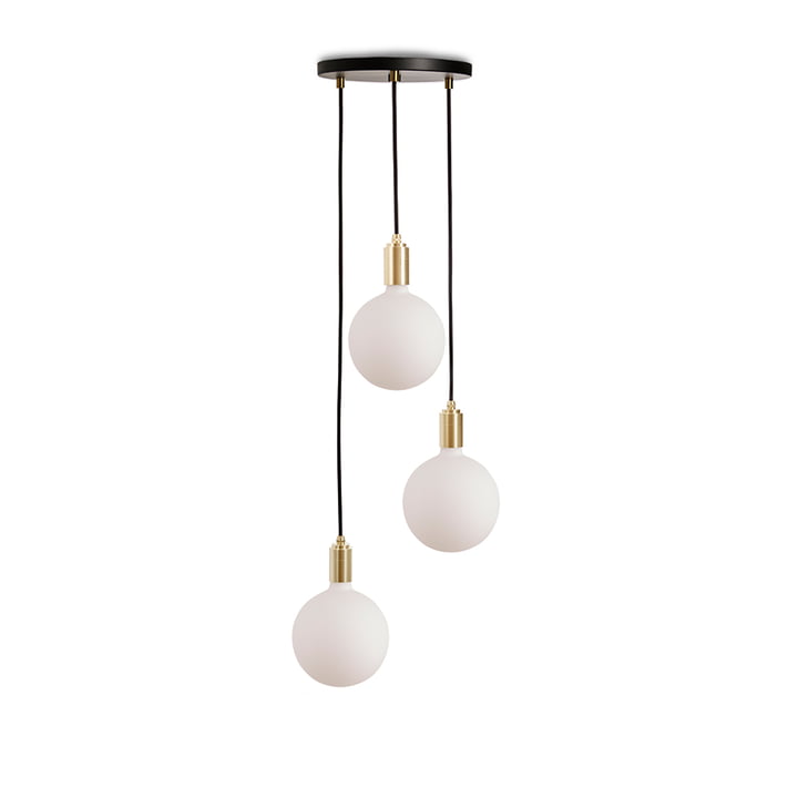 Brass Triple Hanglamp set, inclusief 3 x Sphere IV LED lamp E27, zwart / messing by Tala